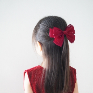 Girl Hair Clip Bow Sheer Christmas CNY (GHP9602)